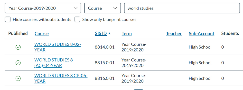 The three courses I cross-listed does not show any students.