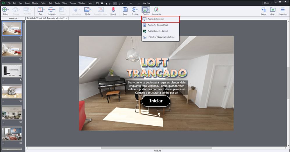&quot;Publish on Computer&quot; on Adobe Captivate.