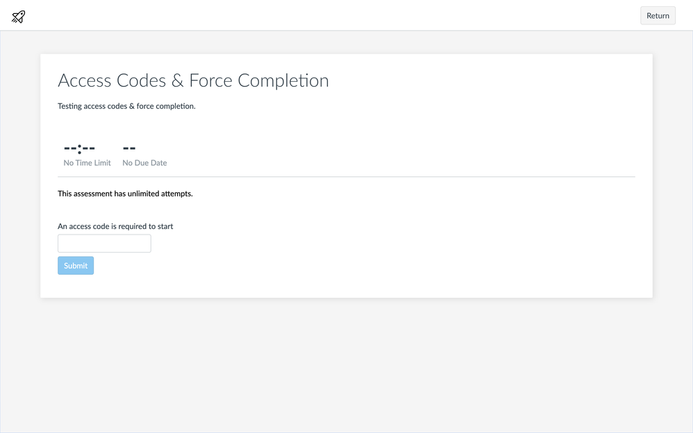 Test Overview with Access Code