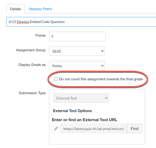 Do Not Count check box in New Quizzes