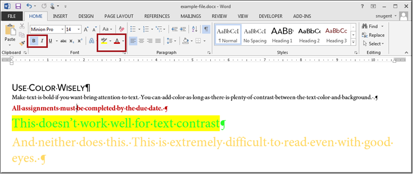 Importance of text contrast