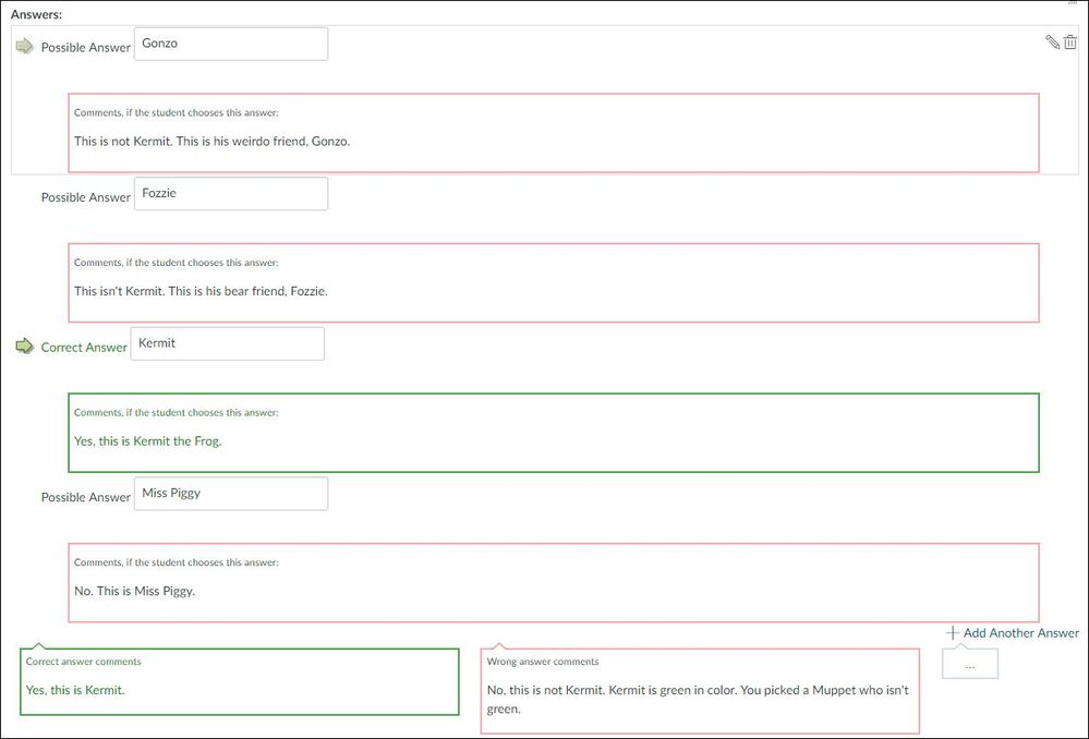 Muppet Quiz Choices Muppet Quiz Choices