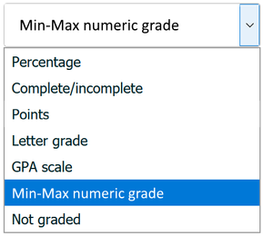 Min-max numeric grading scheme selection