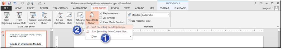 Slide Show Tab in PowerPoint Slide Show Tab in PowerPoint