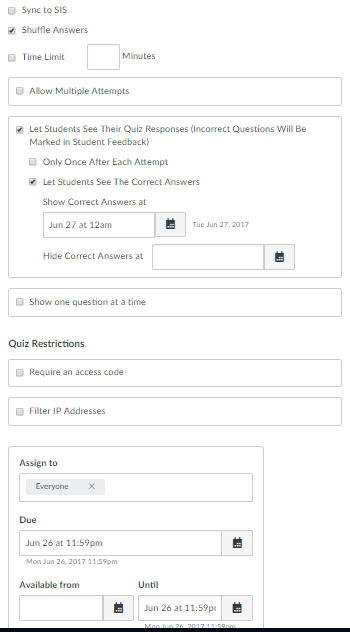 quiz details