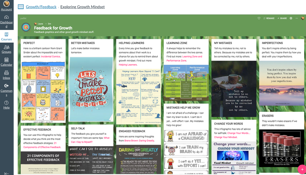 screenshot of Padlet for Feedback screenshot of Padlet for Feedback