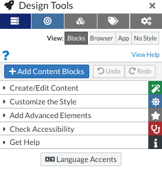 View of Language Accents Tool in DesignPLUS Toolbox