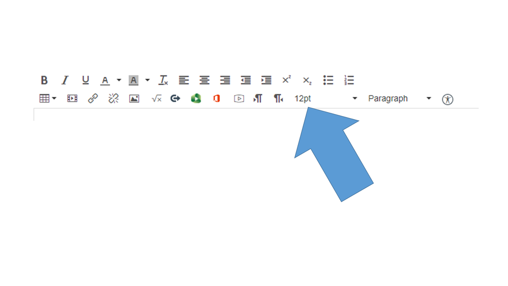 WYSIWYG Editor Toolbar with Font Selector Highlighted with Arrow