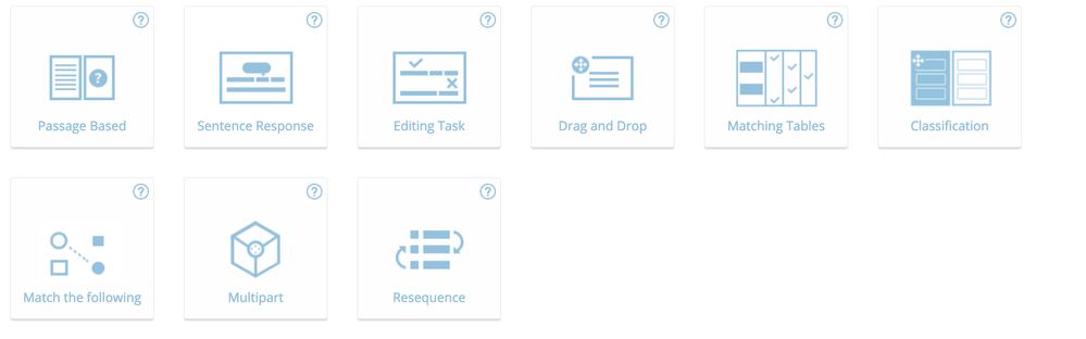 ELA Enhanced Assessment Tool Options on Edulastic