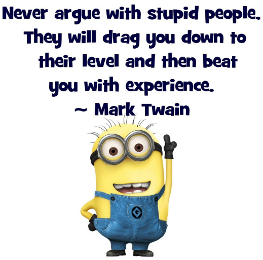 Never Argue With Stupid People, They Will Drag You Down To Their Level And Then Beat You With Experience