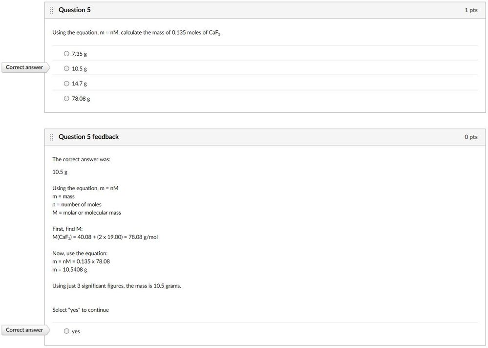 Example 2 of a question with feedback
