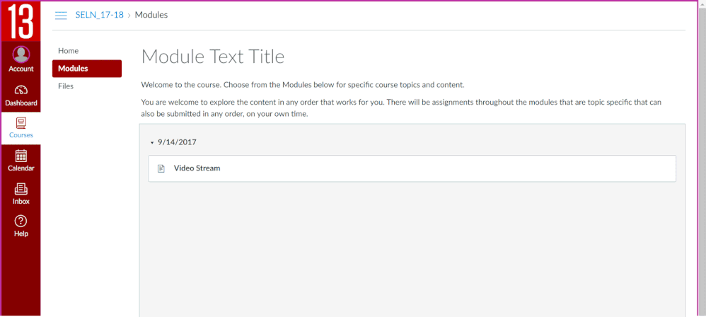 Text on Modules page
