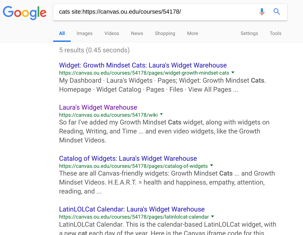 search of canvas site by google_ search results