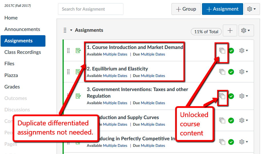 Assignments were left unlocked in this Blueprint course.