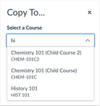 Copy To Menu with Course Codes