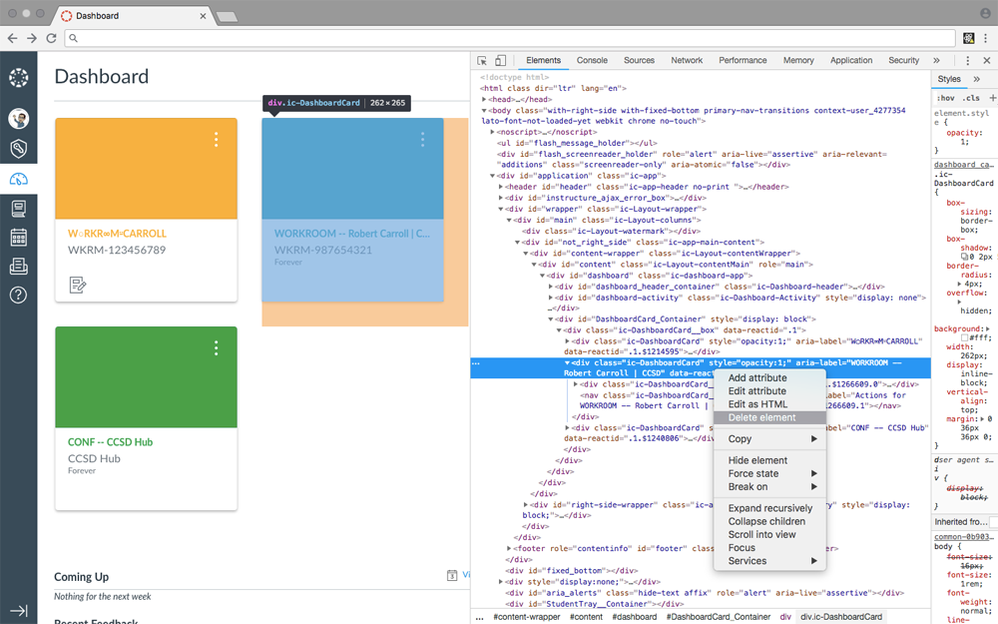 Canvas Browser Tools - Delete Element Canvas Browser Tools - Delete Element
