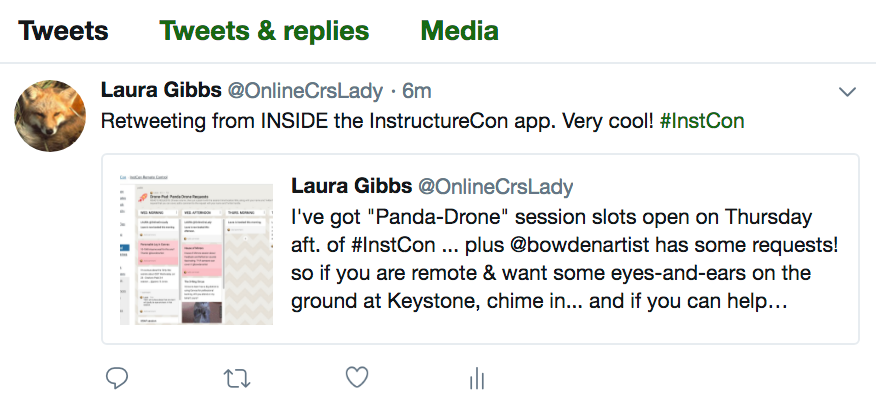 screenshot of InstCon retweet screenshot of InstCon retweet