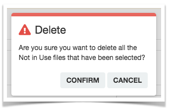 Modal asking if you are sure you want to delete the files