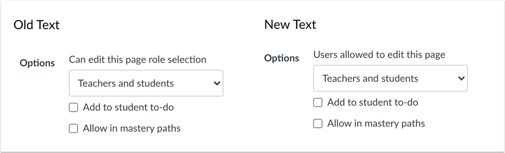 Page Role Options Clarification