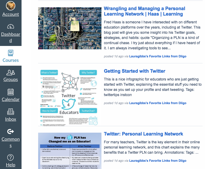 screenshot of Twitter Tips in Canvas screenshot of Twitter Tips in Canvas