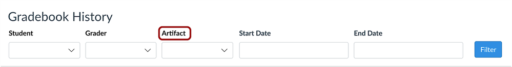 Gradebook History Artifact Header