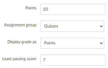 Example input for least passing score.