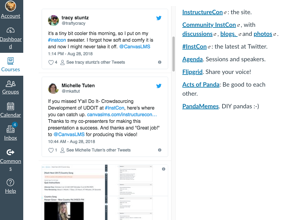 #InstCon hashtag widget in Canvas course screenshot #InstCon hashtag widget in Canvas course screenshot