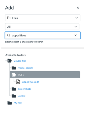 Screen grab of different document options