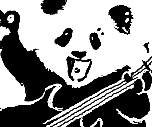 panda with electric guitar