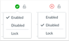Feature defaults to on but can be managed; feature defaults to off and can be managed