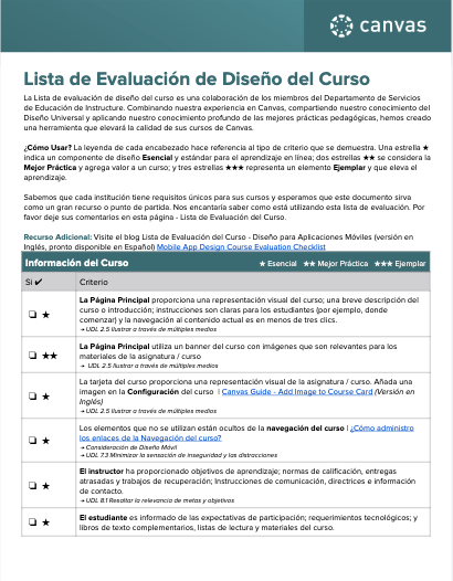 Lista de Evaluación de Diseño del Curso