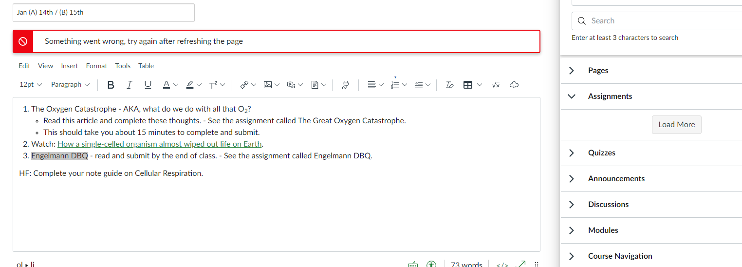 Solved Something went wrong, try again.... Instructure Community