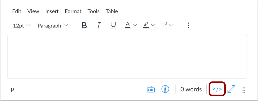HTML Editor button