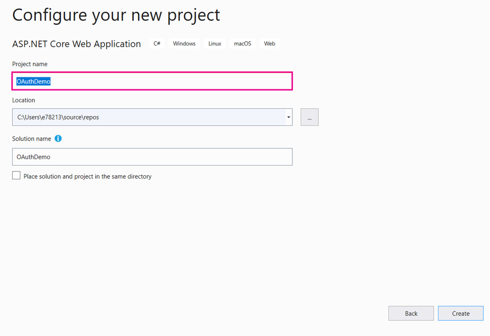 Visual Studio Project Name Visual Studio Project Name