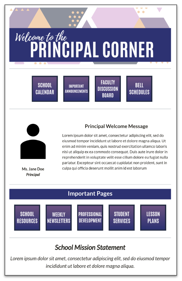 Principal Corner Template Screenshot