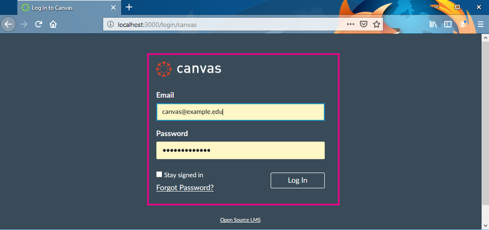 Testing the integration - Canvas login