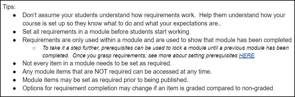 Tips for adding requirements to modules Tips for adding requirements to modules