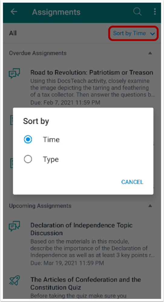Sort By Menu