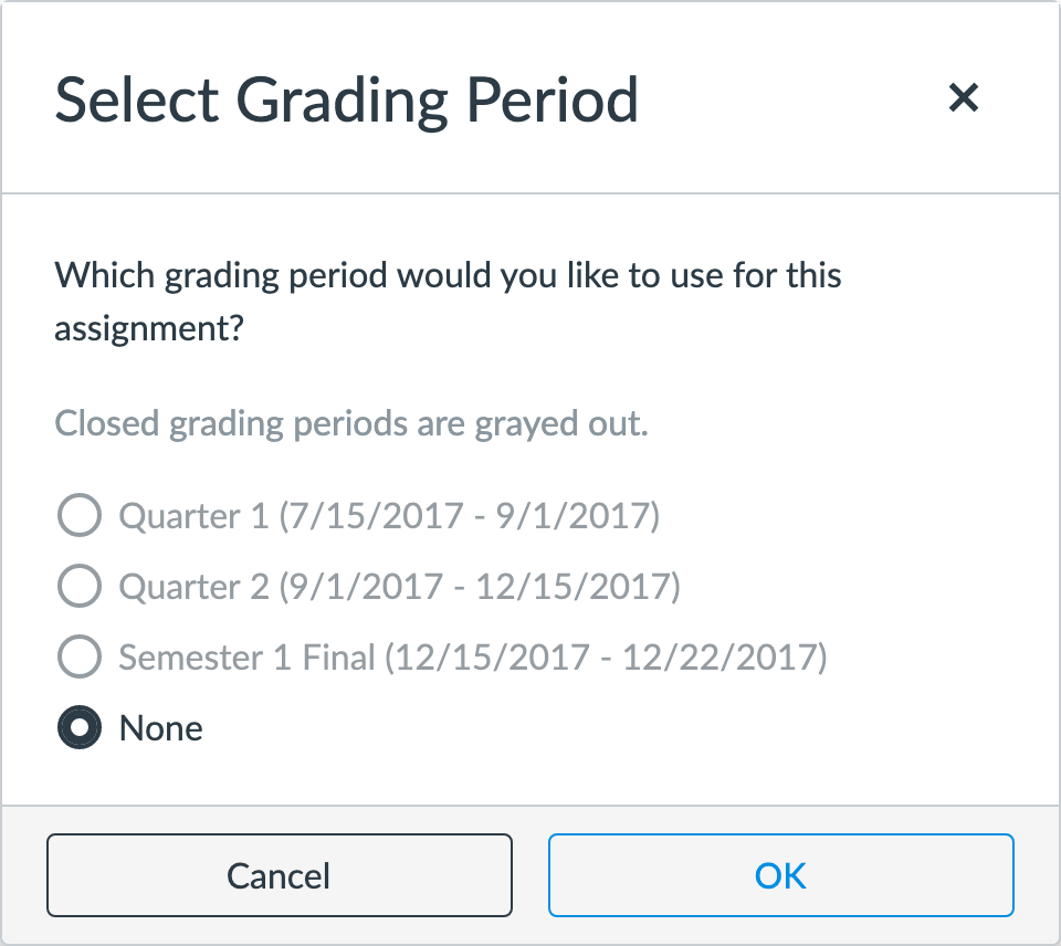 Select Grading Period