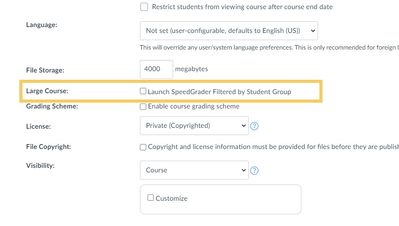 Find the 'Large Groups'  area in Course Settings to turn off the Groups view in Speedgrader.