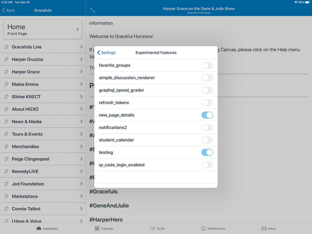 Experimental features Experimental features