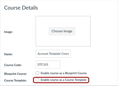 Course Settings Template Option