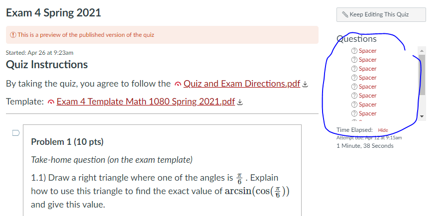 Questions labeled as spacer.png
