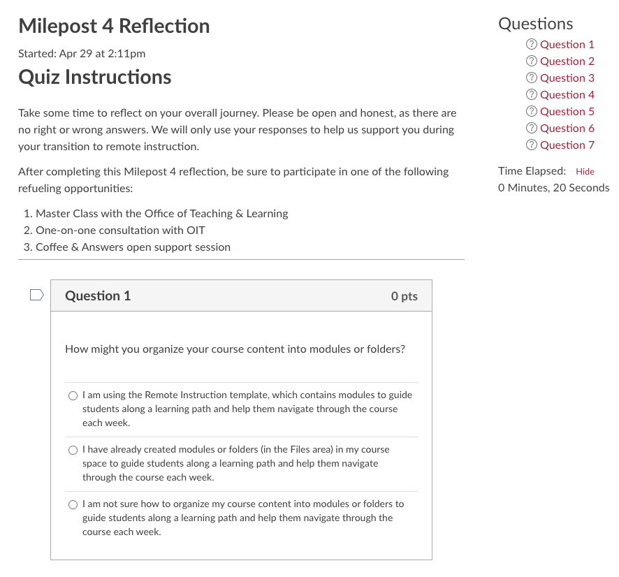 Example of a MP Reflection for faculty