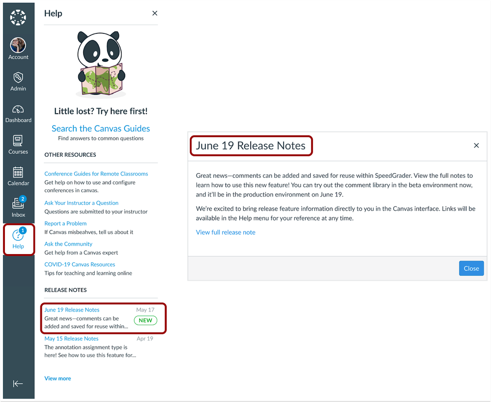 Release Notes Help Page