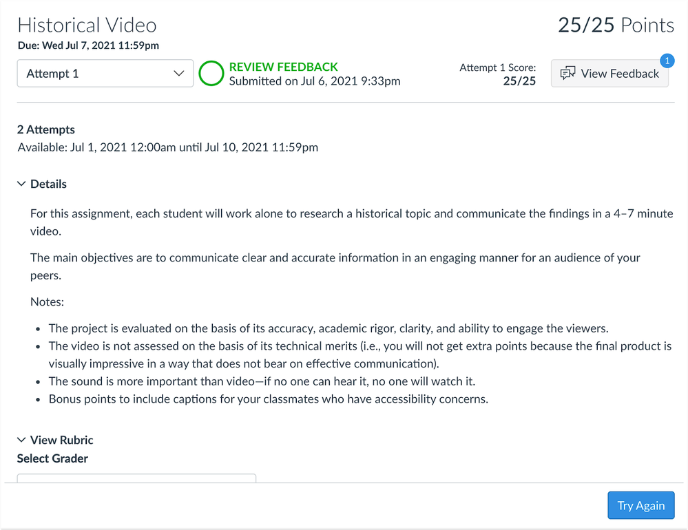 Graded Submission with Feedback