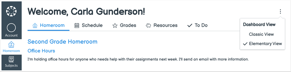 Elementary View Dashboard