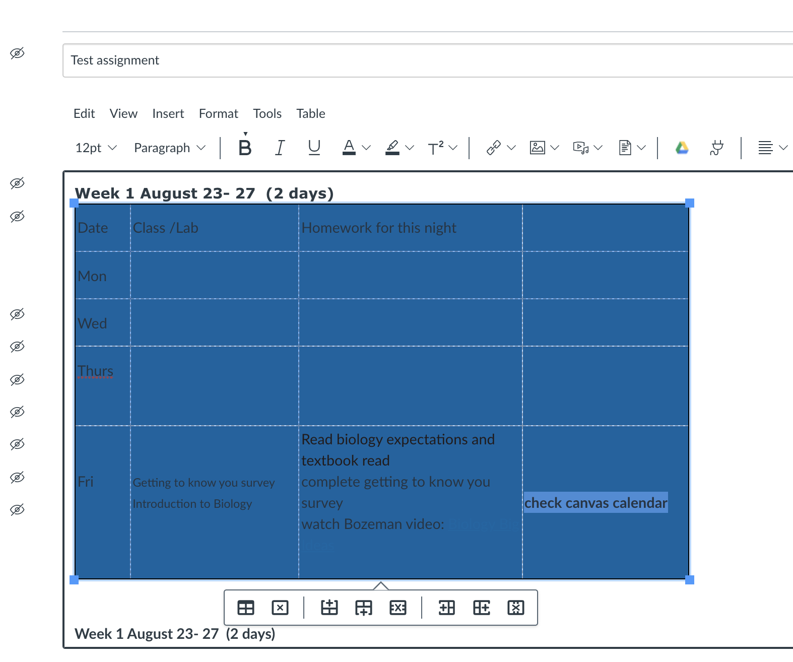 Tables in Canvas Instructure Community 371735