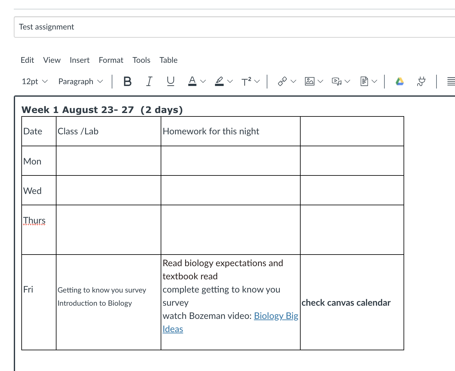 Tables in Canvas Instructure Community
