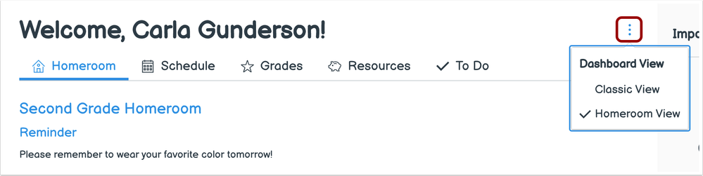 Homeroom View Dashboard